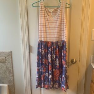Matilda Jane dress, size Large, stripped top, bohemian flowered skirt
